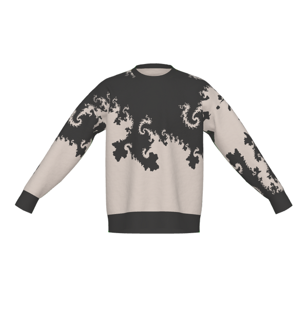 Fractal Curls Grey & Cream: Kids Relaxed Fit Crewneck