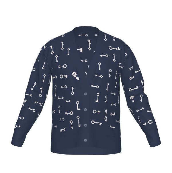 Navy & White · “Private Key” Skeleton Keys: Cardigan
