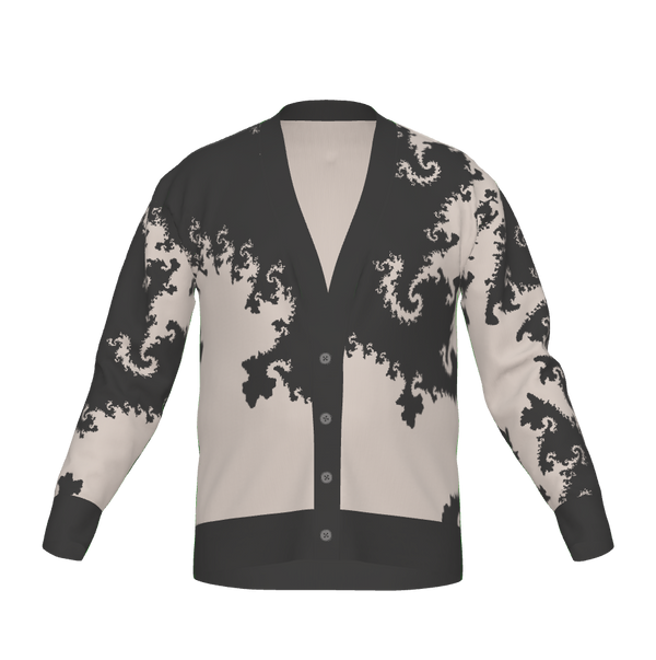 Fractal Curls Grey & Cream: Cardigan