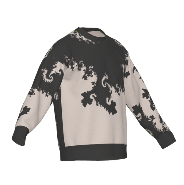 Fractal Curls Grey & Cream: Relaxed Fit Crewneck