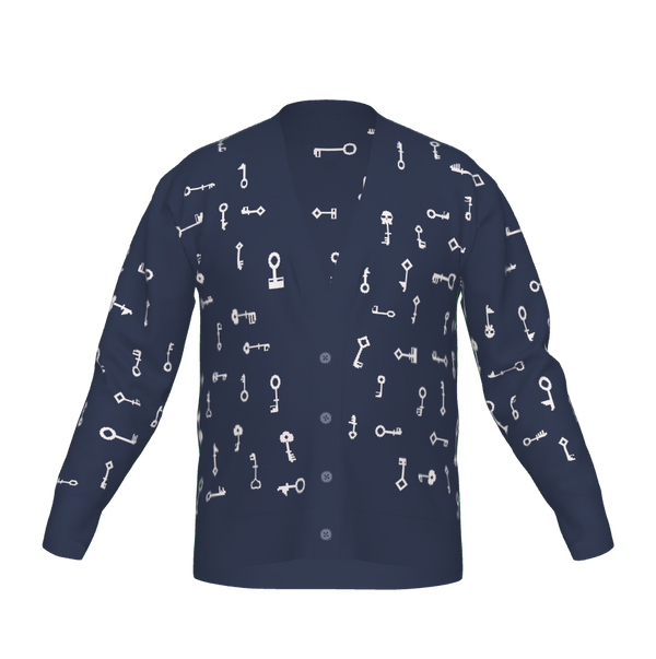 Navy & White · “Public Key” Skeleton Keys: Cardigan