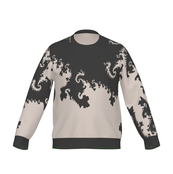 Fractal Curls Grey & Cream: Classic Fit Crewneck