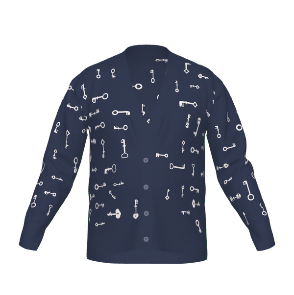 Navy & White · “Dead Men Tell No Tales” Skeleton Keys: Cardigan
