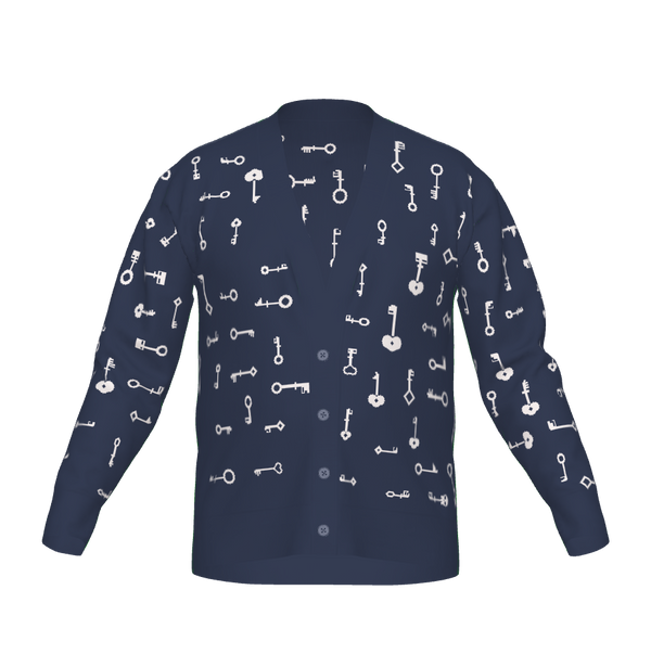 Navy & White · “Diffie Hellman” Skeleton Keys: Cardigan