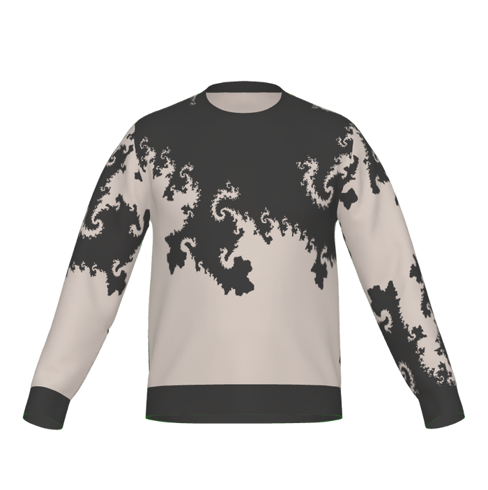 Fractal Curls Grey & Cream: Classic Fit Crewneck